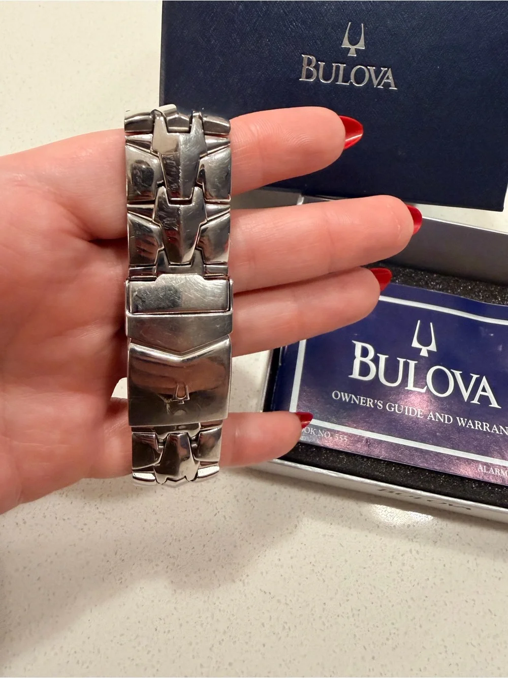 Bulova Silver Stainless Steel Watch Bracelet with Box